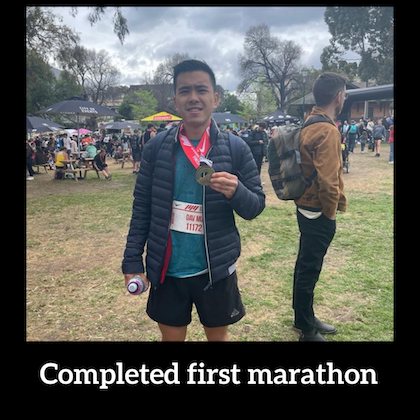 David. Completed first marathon.